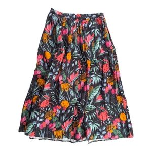 Finders Keepers Sally Midi Skirt Black Tropical Floral Crab Citrus Tiger Print